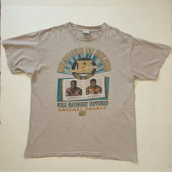 Vintage 1992 Evander Holyfield Vs. Holmes Boxing T-Shirt, Men's L, Single Stitch